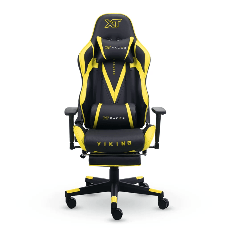 CADEIRA GAMER E ESCRITÓRIO XT RACER VIKING AMARELA COM APOIO PARA AS PERNAS
