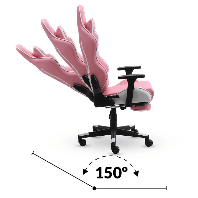 CADEIRA GAMER E ESCRITÓRIO XT RACER VIKING ROSA COM APOIO PARA AS PERNAS